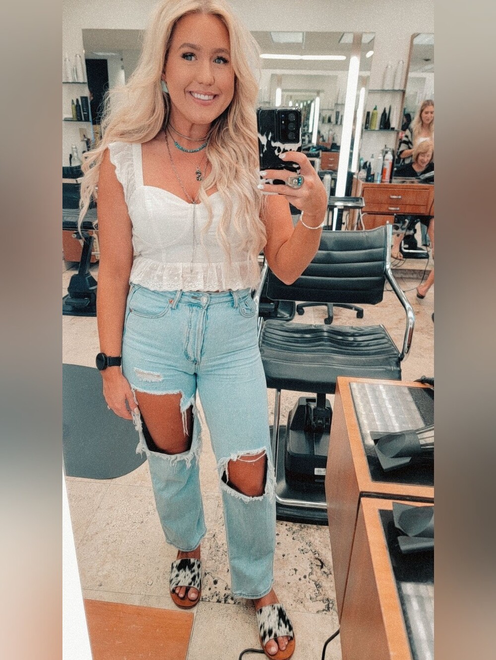 Light Blue Distressed Boyfriend Jeans for Women